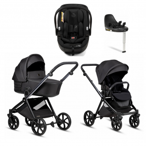 Коляска 4 в 1 Tutis Mio 3+ NEW Black Edition, Obsidian (060) с автокреслом Tutis Beno (0-13 кг) и базой Isofix