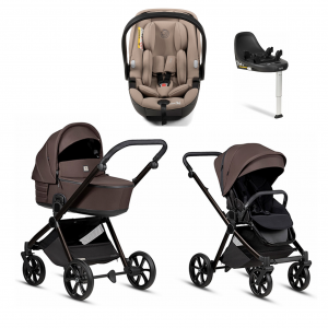 Коляска 4 в 1 Tutis Mio 3+ NEW Essential, Coffee Brown (024) с автокреслом Tutis Beno (0-13 кг) и базой Isofix