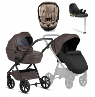 Коляска 4 в 1 Tutis Uno 6+ Leather Collection, Cioccolata (177) с автокреслом Tutis Beno (0-13 кг) и базой Isofix