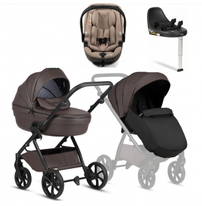 Коляска 4 в 1 Tutis Uno 6+ Leather Collection, Cioccolata (177) с автокреслом Tutis Beno (0-13 кг) и базой Isofix