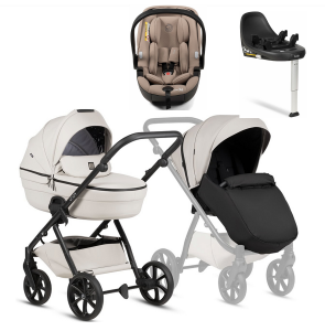 Коляска 4 в 1 Tutis Uno 6+ Leather Collection, Latte (151) с автокреслом Tutis Beno (0-13 кг) и базой Isofix
