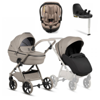 Коляска 4 в 1 Tutis Uno 6+ Leather Collection, Nocciola (185) с автокреслом Tutis Beno (0-13 кг) и базой Isofix