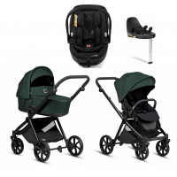 Коляска 4 в 1 Tutis Mio 3+ NEW Essential, Pacific Green (240) с автокреслом Tutis Beno (0-13 кг) и базой Isofix