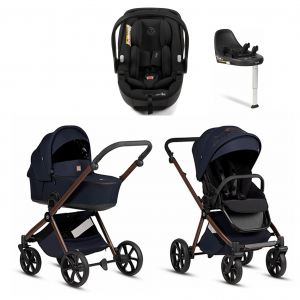 Коляска 4 в 1 Tutis Mio 3+ NEW Limited, Midnight Swallow (015) с автокреслом Tutis Beno (0-13 кг) и базой Isofix