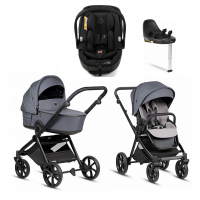 Коляска 4 в 1 Tutis Mio 3+ NEW Essential, Dark Grey (103) с автокреслом Tutis Beno (0-13 кг) и базой Isofix