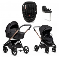 Коляска 4 в 1 Tutis Mio 3+ NEW Black Edition, Rose Gold (292) с автокреслом Tutis Beno (0-13 кг) и базой Isofix