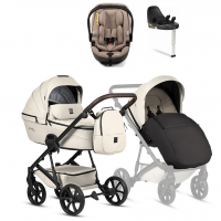 Коляска 4 в 1 Tutis Viva 6+ Leather, Vanilla (086) с автокреслом Tutis Beno (0-13 кг) и базой Isofix