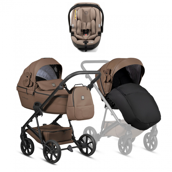 Коляска 3 в 1 Tutis Viva 6+ Teddy, Bisquit (110) с автокреслом Tutis Beno (0-13 кг)