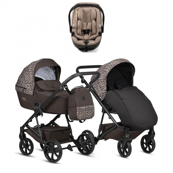 Коляска 3 в 1 Tutis Viva 6+ Wild Elegance, Wild Moca (322) с автокреслом Tutis Beno (0-13 кг)