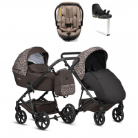 Коляска 4 в 1 Tutis Viva 6+ Wild Elegance, Wild Moca (322) с автокреслом Tutis Beno (0-13 кг) и базой Isofix