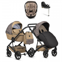 Коляска 4 в 1 Tutis Viva 6+ Leather Wild Elegance, Savannah Brwon (323) с автокреслом Tutis Beno (0-13 кг) и базой Isofix