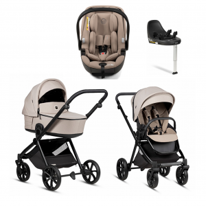 Коляска 4 в 1 Tutis Mio 3+ NEW Essential,  Moon Rock (611) с автокреслом Tutis Beno (0-13 кг) и базой Isofix