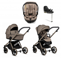 Коляска 4 в 1 Tutis Mio 3+ NEW Essential, Taupe Deep (078) с автокреслом Tutis Beno (0-13 кг) и базой Isofix