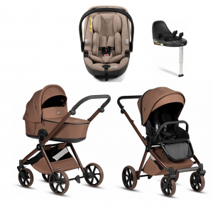 Коляска 4 в 1 Tutis Mio 3+ NEW Limited, Hoopoe Brown (016) с автокреслом Tutis Beno (0-13 кг) и базой Isofix