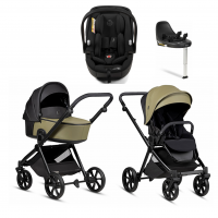 Коляска 4 в 1 Tutis Mio 3+ NEW Leather, Olive (025) с автокреслом Tutis Beno (0-13 кг) и базой Isofix