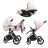Детская коляска Peppy Monaco 3 в 1 с автокреслом Verona Beige (бежевый), рама беж, шлифованный алюминий 2026