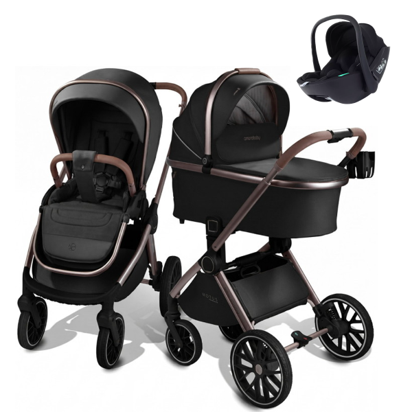 Детская коляска AmaroBaby Motus Premium Ecco Exclusive 3 в 1 с автокреслом Rant Miro черный