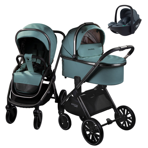Детская коляска AmaroBaby Motus Premium Ecco 3 в 1 с автокреслом Rant Miro лагуна