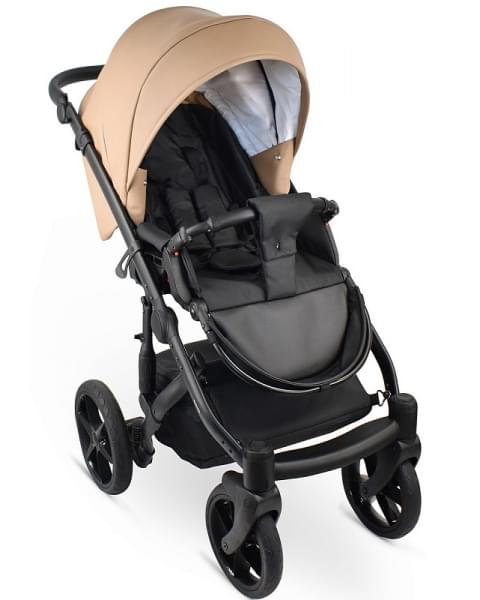 Детская коляска Bexa Ideal Eco 2 в 1 IE03 черный+т.бежевая кожа