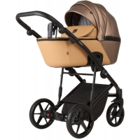 Детская коляска Adamex Mobi Deluxe 2 в 1 M-SD15 (БЕЖ + ТЕМНО-БЕЖЕВЫЙ ПЕРЛ КОЖА)