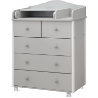 Комод пеленальный Incanto Nuvolla 800/5 с откидной доской серый / белый