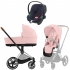 Коляска 3 в 1 Cybex Priam IV Chrome Brown и автокресло Aton B2 i-Size Bay Blue Peach Pink