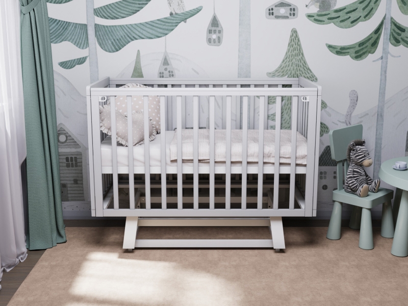 Детская кроватка Incanto Anniken NEW с маятником серый-белый