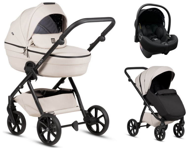 Детская коляска Tutis Uno 6 Plus Leather collection 3 в 1 с автокреслом Elo Lux EduSky Black 1402151 Latte