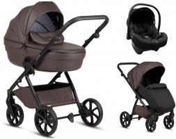 Детская коляска Tutis Uno 6 Plus Leather collection 3 в 1 с автокреслом Elo Lux EduSky Black 1402177 Cioccolata