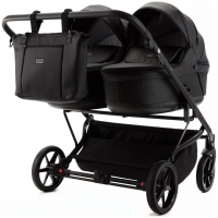 Детская коляска для двойни Adamex Leo Duo Deluxe 2 в 1 DUO-SA2 (ЧЕРНАЯ КОЖА)