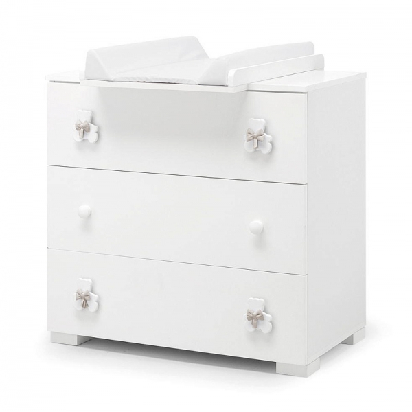 Тумба-комод с пеленальным столом Erbesi Dudu белый/песочный