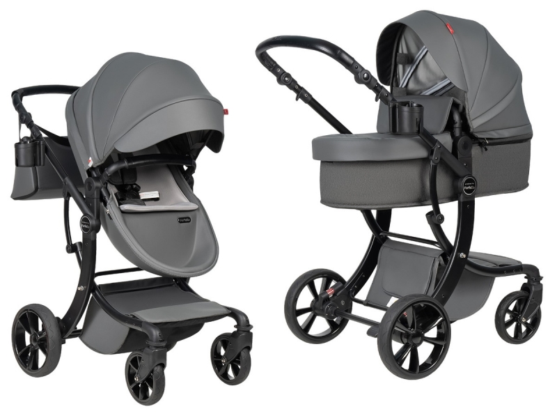 Детская коляска трансформер Farfello Aimile PRO темно-серый A5-6 экокожа