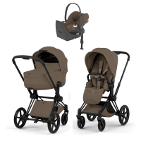 Коляска 4 в 1 Cybex Priam V Matt Black Style Coconut Brown + Cloud T Coconut Brown Plus Base T