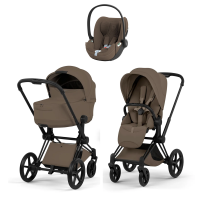 Коляска 3 в 1 Cybex Priam V Matt Black Style Coconut Brown + Cloud T Coconut Brown Plus