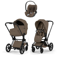 Коляска 3 в 1 Cybex Priam V Matt Black Style Coconut Brown + Cloud T Coconut Brown Plus
