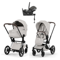 Коляска 4 в 1 Cybex Priam V Chrome Brown Style City Grey + Cloud T Mirage Grey Base T