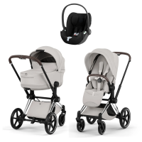 Коляска 3 в 1 Cybex Priam V Chrome Brown Style City Grey + Cloud T Sepia Black