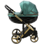 Детская коляска Adamex Chantal Special Edition 2 в 1 C105 (ИЗУМРД.ПЕРЛ.КОЖА+ЧЕРН.РИФЛЕН.ДНО+ЗОЛОТО РАМА)