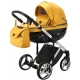 Детская коляска Adamex Chantal Special Edition 2 в 1 C120 (ЖЕЛТО-ЗОЛОТ.КОЖА+ЧЕРН.РИФЛЕН.ДНО+ХРОМ.РАМА)