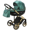 Детская коляска Adamex Chantal Special Edition 3 в 1 C105 (ИЗУМРД.ПЕРЛ.КОЖА+ЧЕРН.РИФЛЕН.ДНО+ЗОЛОТО РАМА)