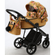 Детская коляска Adamex Porto Flowers 3 в 1 PO-FL03 (ЦВЕТЫ+ГОРЧИЧН.ТК)