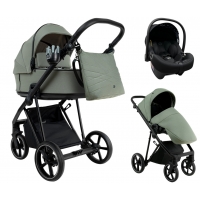 Детская коляска Roan Sol 2.0 3 в 1 с автокреслом Tutis Elo Lux EduSky Black SLL/33/T Sage Green/Black/руч.Black
