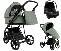 Детская коляска Roan Sol 2.0 3 в 1 с автокреслом Tutis Elo Lux EduSky Black SLL/33/T Sage Green/Black/руч.Black