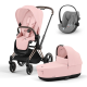 Коляска 3 в 1 Cybex Priam IV Rosegold и автокресло Cloud G i-Size Stone Grey Peach Pink