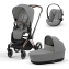 Коляска 3 в 1 Cybex Priam IV Rosegold и автокресло Cloud G i-Size Stone Grey Mirage Grey