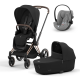 Коляска 3 в 1 Cybex Priam IV Rosegold и автокресло Cloud G i-Size Stone Grey Sepia Black