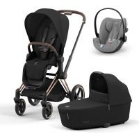 Коляска 3 в 1 Cybex Priam IV Rosegold и автокресло Cloud G i-Size Stone Grey Sepia Black