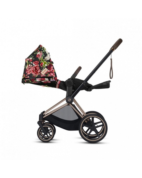 Коляска 3 в 1 Cybex Priam III Spring Blossom шасси Chrome Brown, Dark (Темный)