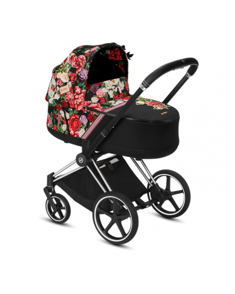 Коляска 3 в 1 Cybex Priam III Spring Blossom шасси Chrome Brown, Dark (Темный)