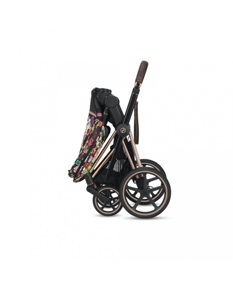 Коляска 3 в 1 Cybex Priam III Spring Blossom шасси Chrome Brown, Dark (Темный)